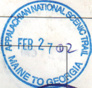 Park stamp for Appalachian NST