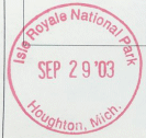 Park stamp for Isle Royale NP