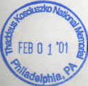Park stamp for Thaddeus Kosciuszko NM