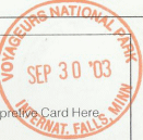 Park stamp for Voyageurs NP