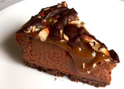Chocolate Caramel Almond Cheesecake